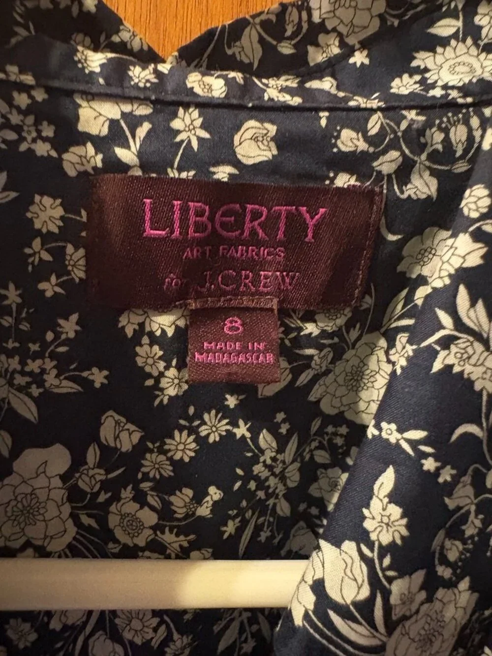 J crew womens size 8 Liberty London Long Sleeve Navy White Floral Shirt Art